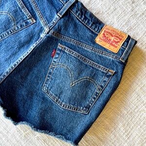 Levi's Raw Edge High-Rise Blue Jean Denim Shorts
